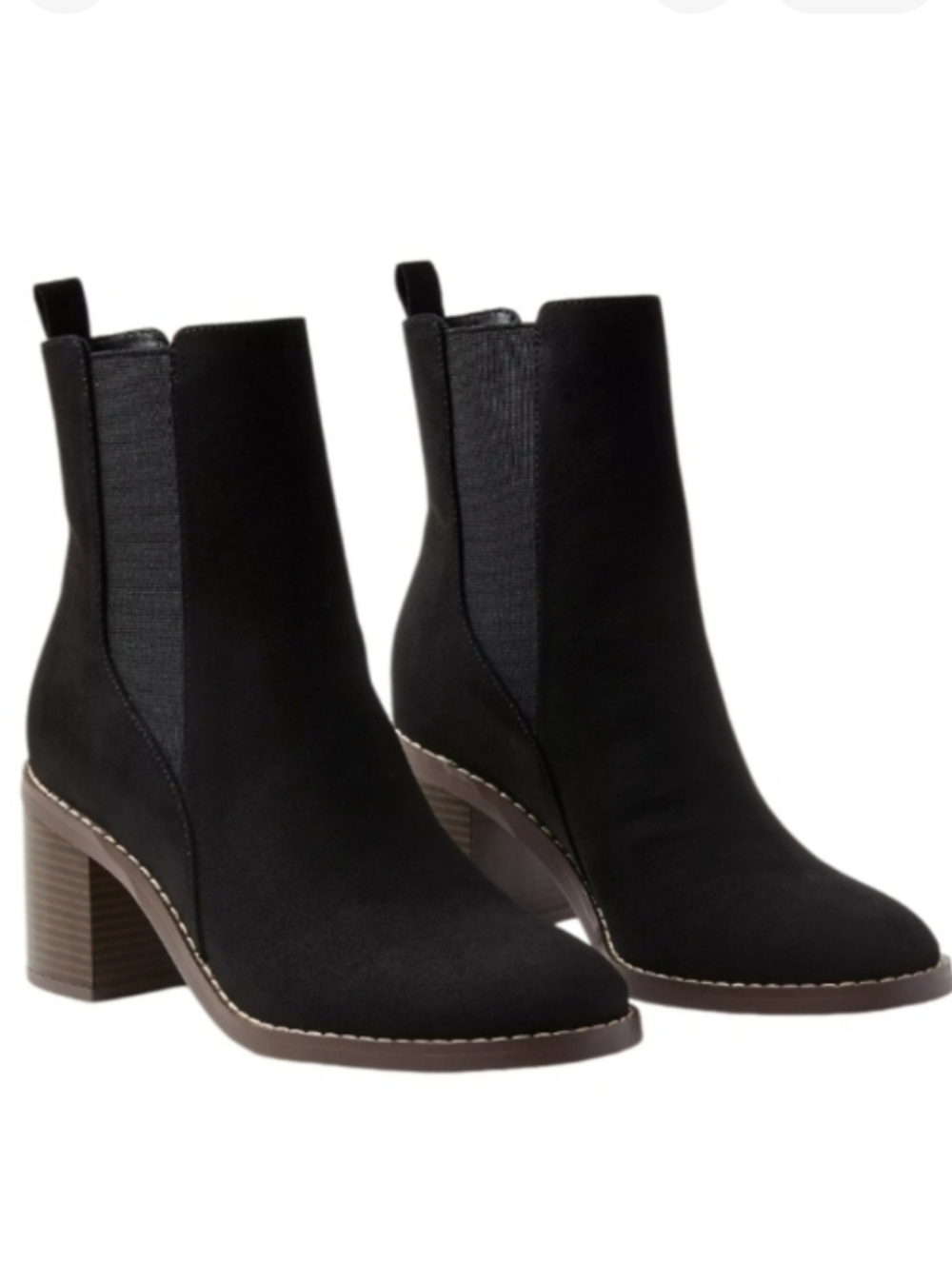 NEW! LOFT Black Faux Suede Block Heel Chelsea Boots 6.5.